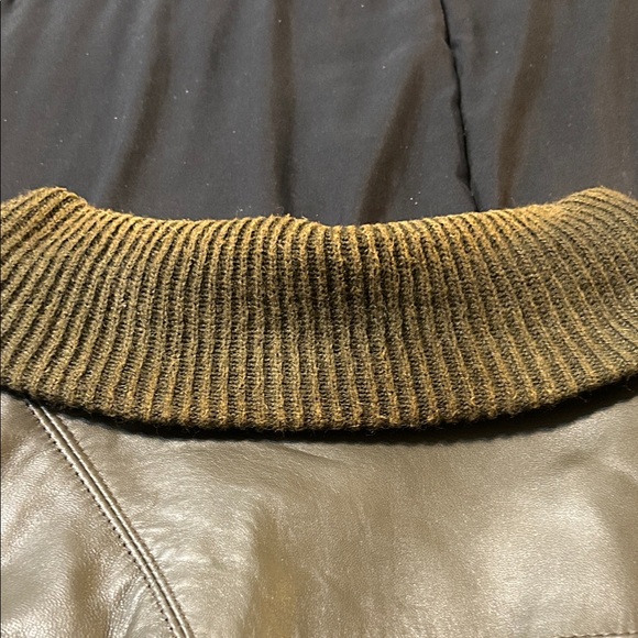 Olive Green Leather Jacket and Pants Set - Picture 3 of 10